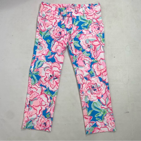 Lilly Pulitzer Style No 49057 Pink Floral Pant Womens Size 6 Crop Capri - Picture 9 of 10